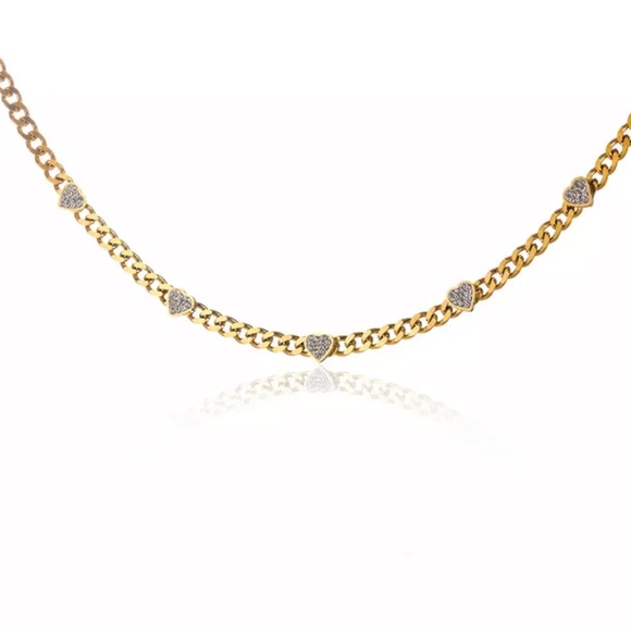 💛Cuban Chain Heart Necklace - Picture 4 of 5